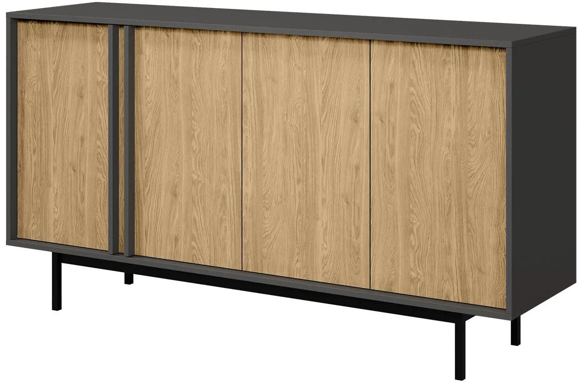 Alsy 6 komoda 163x43x87 siva/hrast