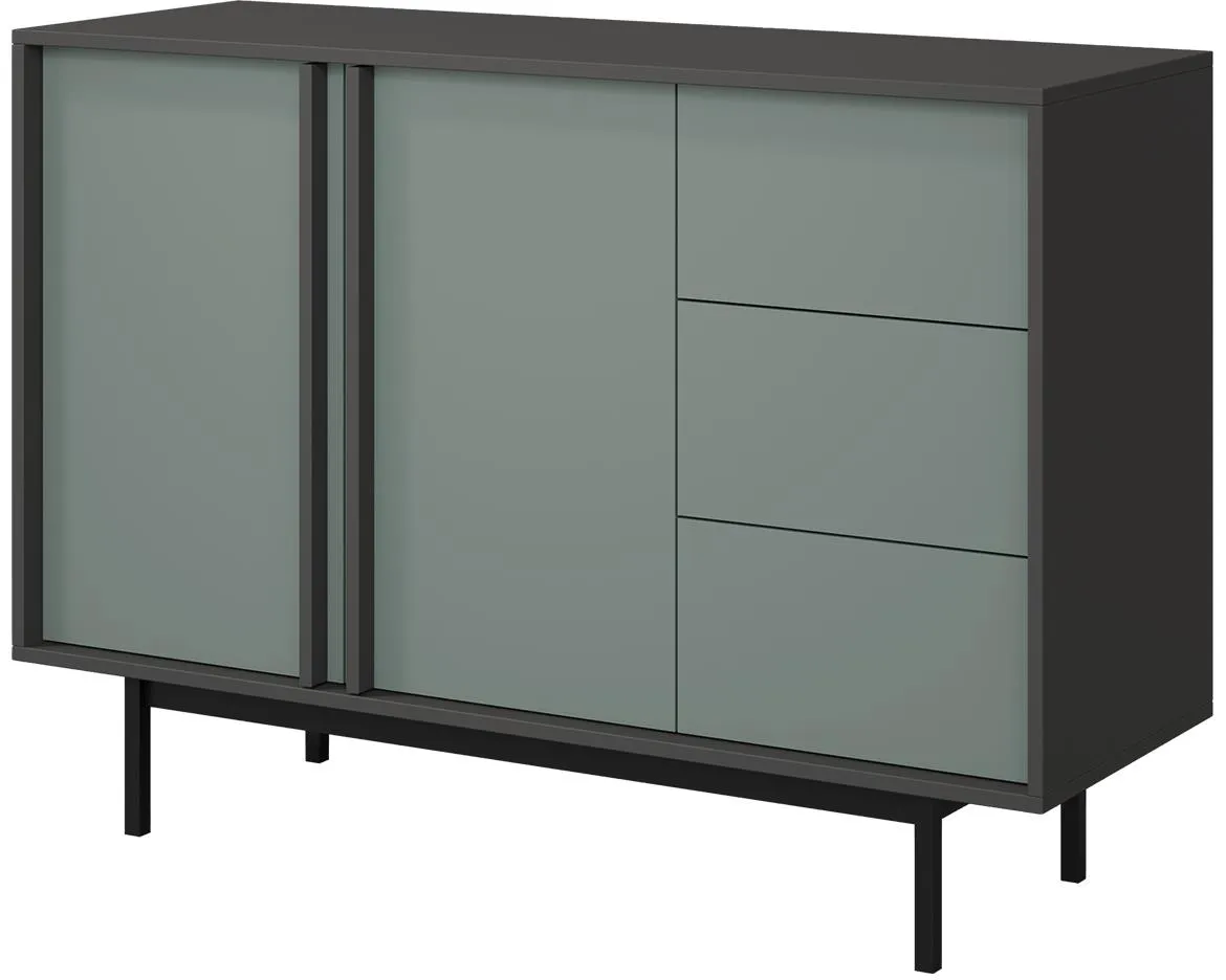 Alsy 7 komoda 123x43x87 siva/aloe zelena