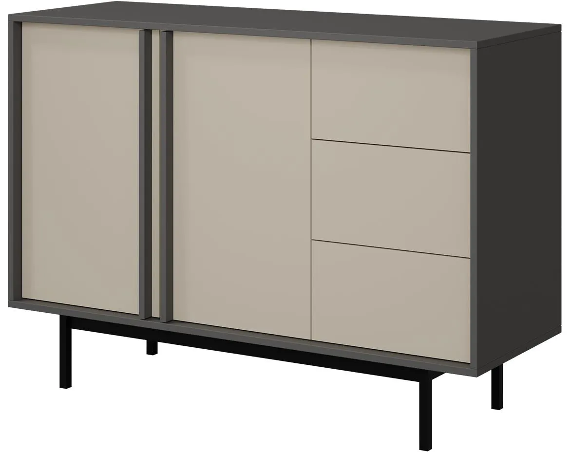 Alsy 7 komoda 123x43x87 siva/bež