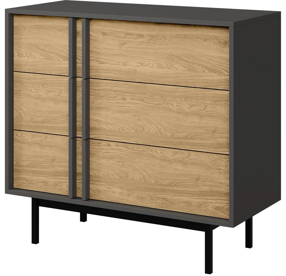 Alsy 8 komoda 93x43x87 siva/hrast
