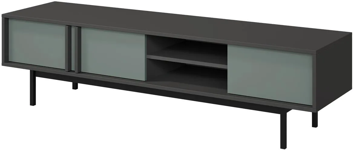 Alsy 9 TV komoda 163x43x43 siva/aloe zelena