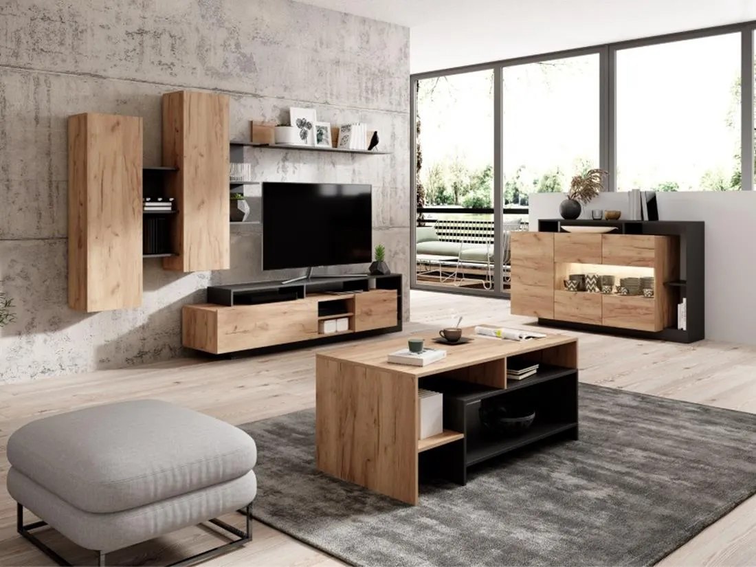 Alva regal 260x43,6x171,5 cm zlatni hrast/antracit