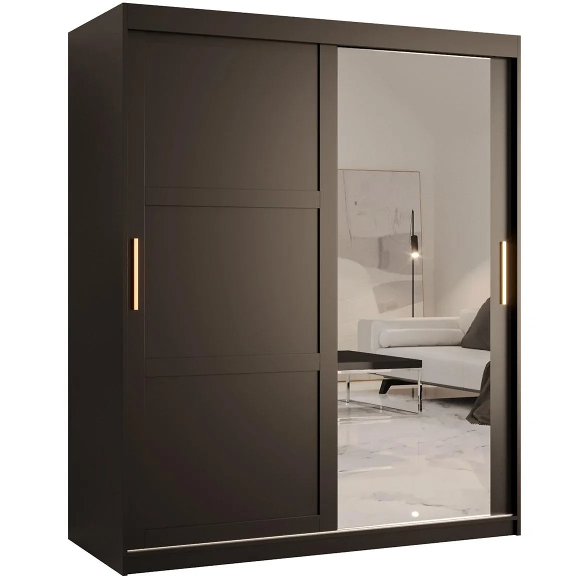Amiro 1 klizni ormar 2 vrata/ogledalo 150x62x200 cm crni