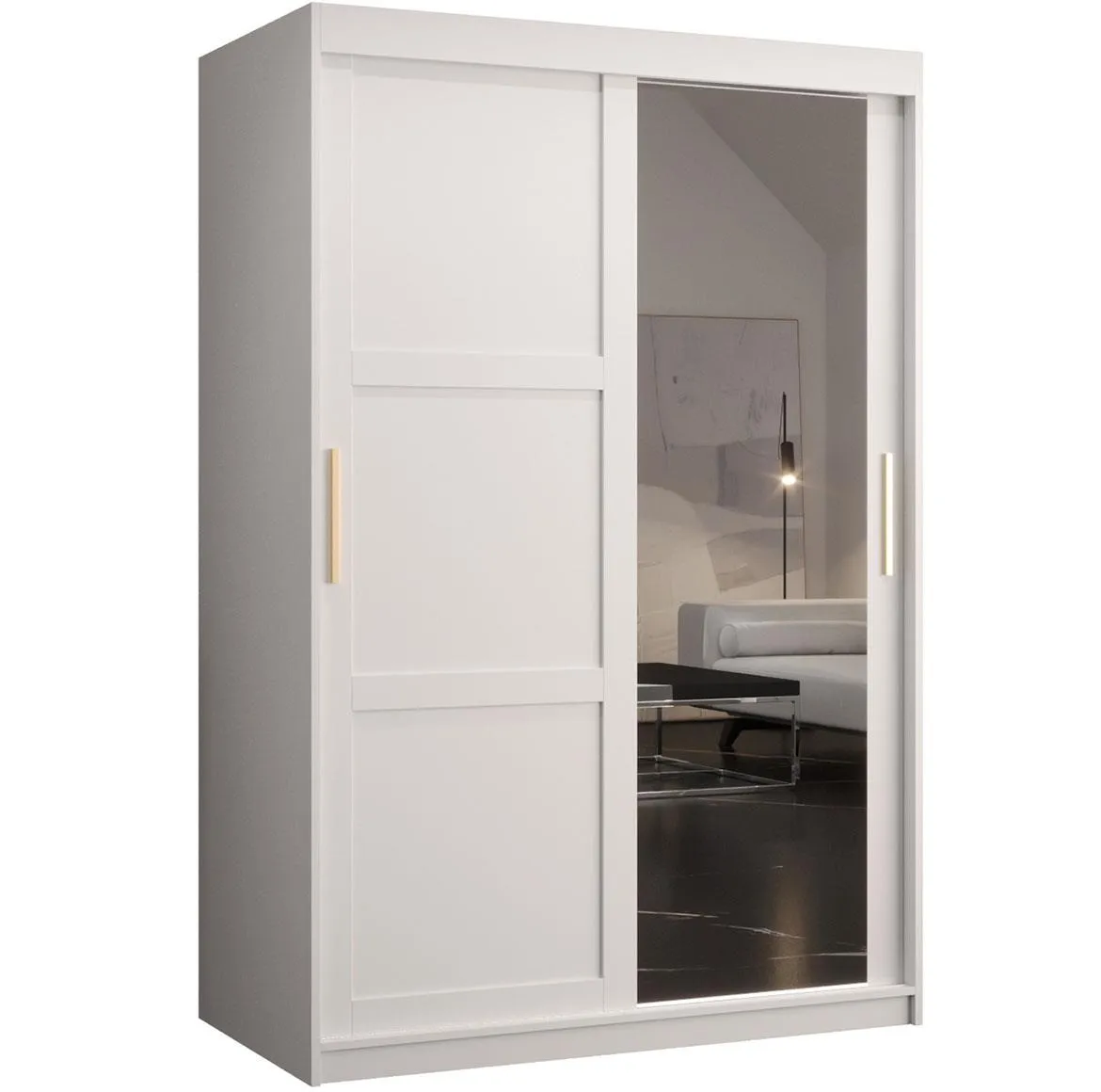 Amiro klizni ormar 2 vrata/ogledalo 120x62x200 cm beli
