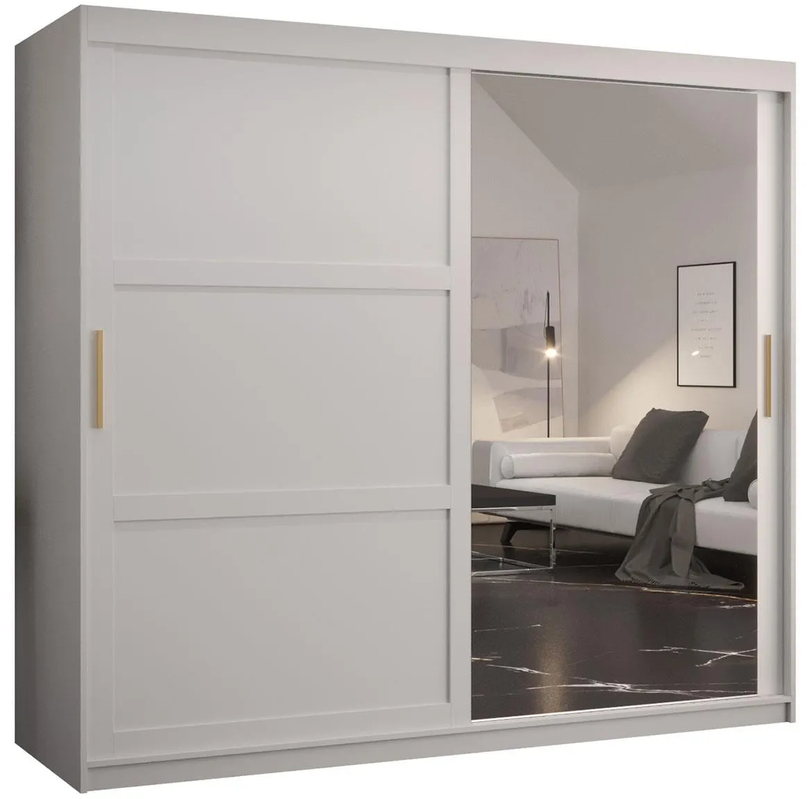 Amiro klizni ormar 2 vrata/ogledalo 200x62x200 cm beli