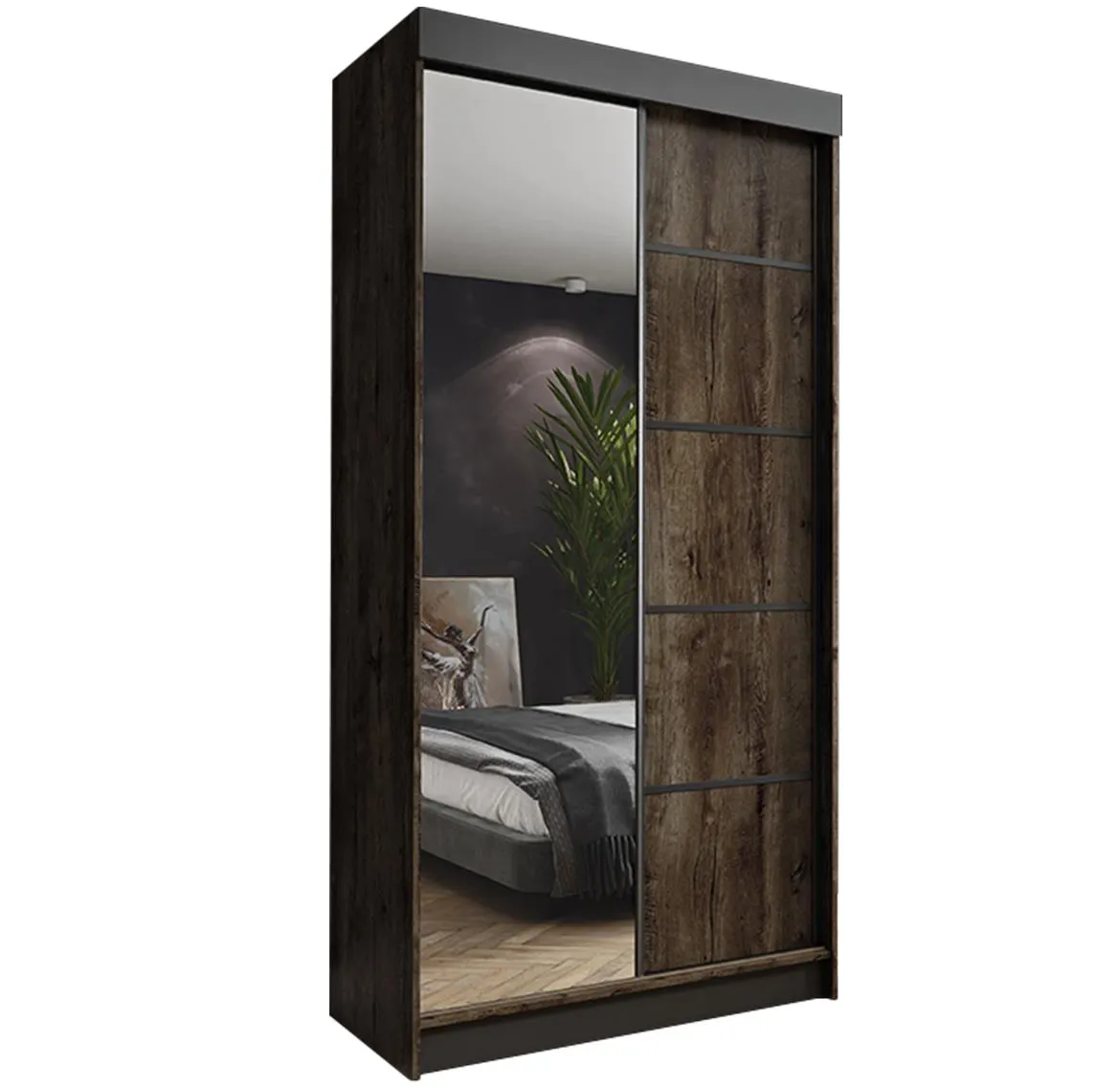 Amo ormar/ogledalo 2 vrata 100x59x200 tamni hrast