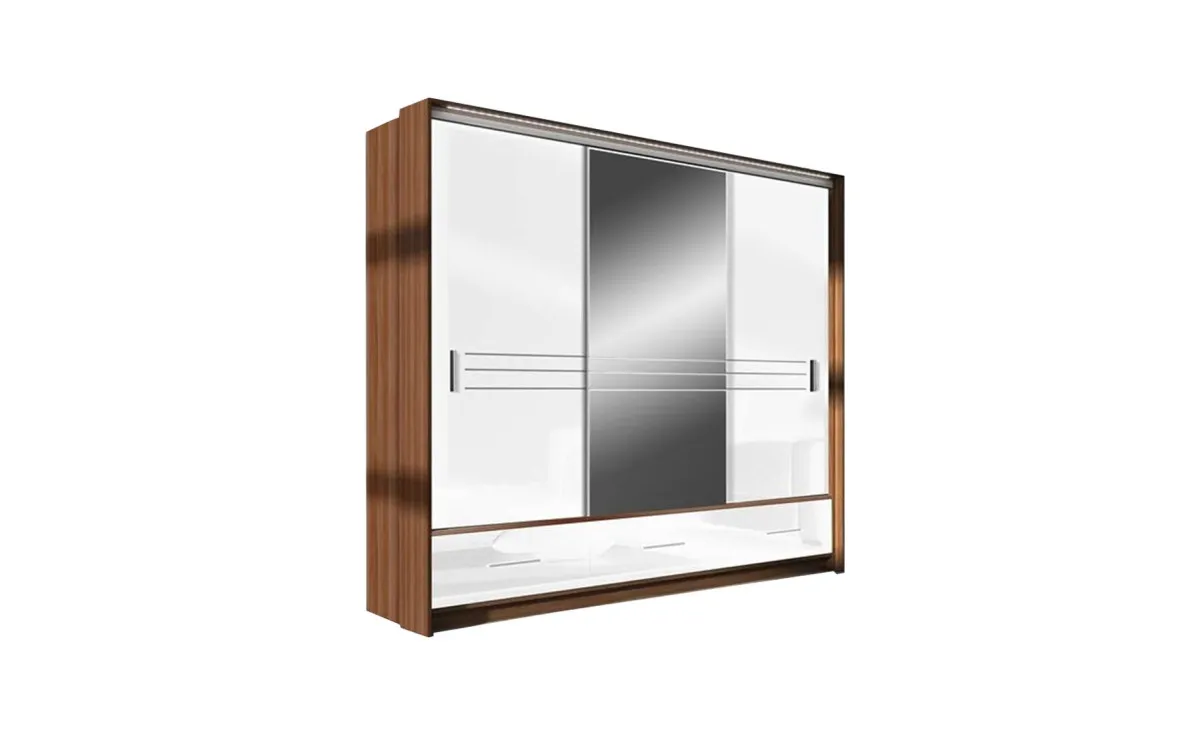 Amsterdam ormar 3 vrata+3 fioke 255x61x225cm beli/natur