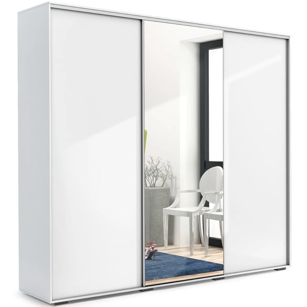 Aniela ormar 3 vrata250x62x245 cm bela/ogledalo