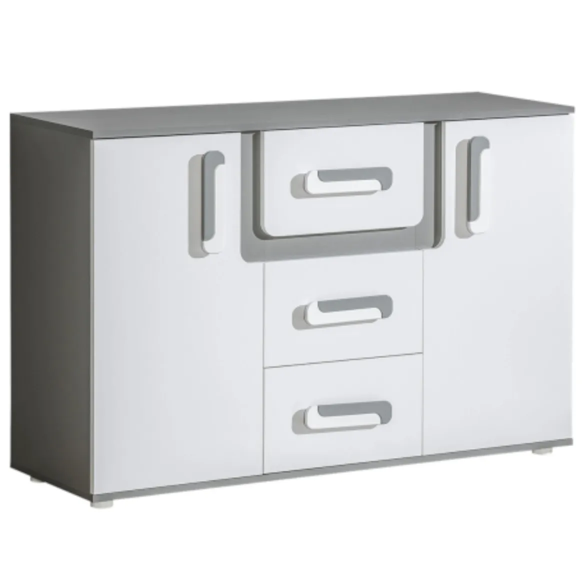 Apetito komoda 2 vrata + 3 fioke 128x40x84 sivo/bela