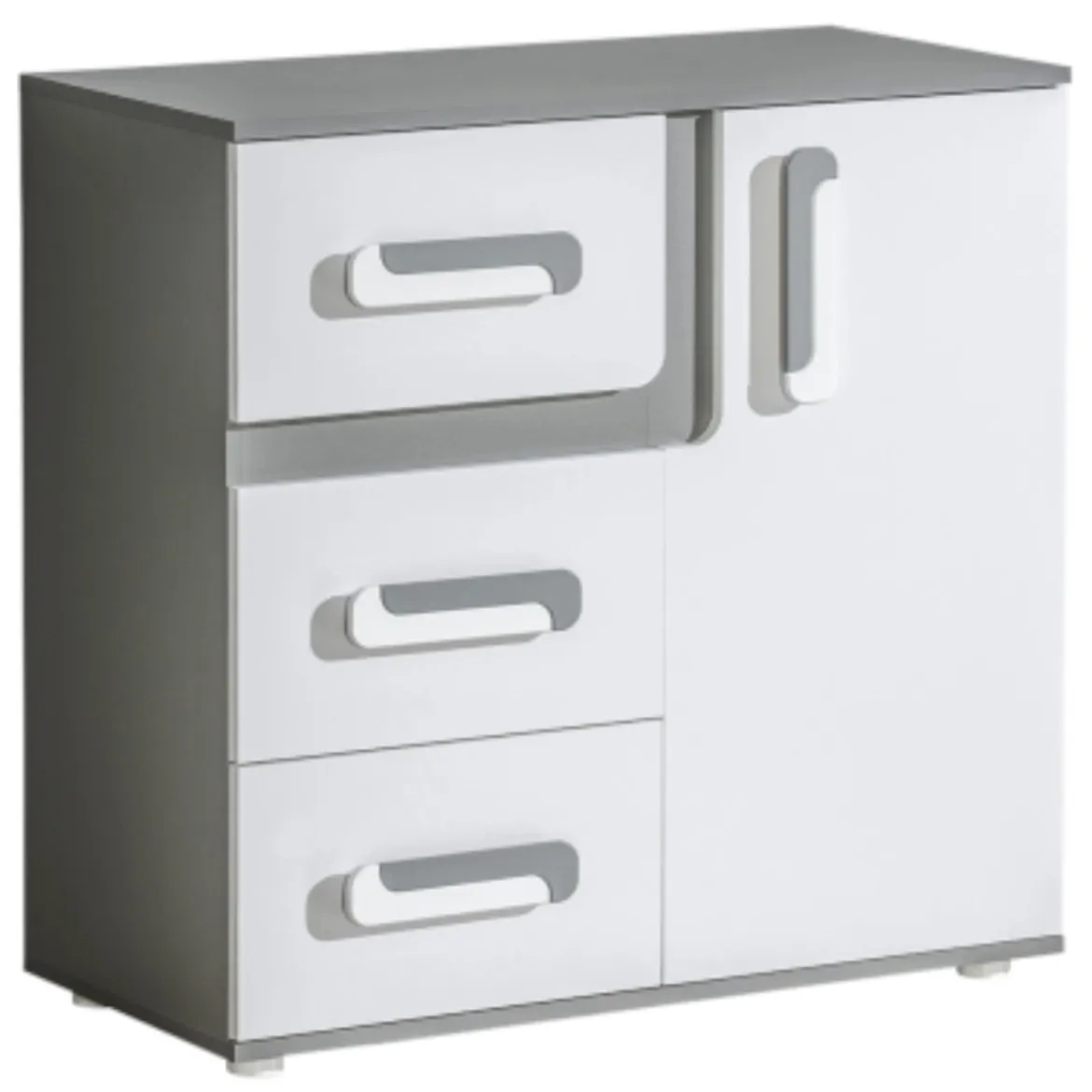 Apetito komoda 3 fioke + 1 vrata 85x40x84 cm sivo/bela