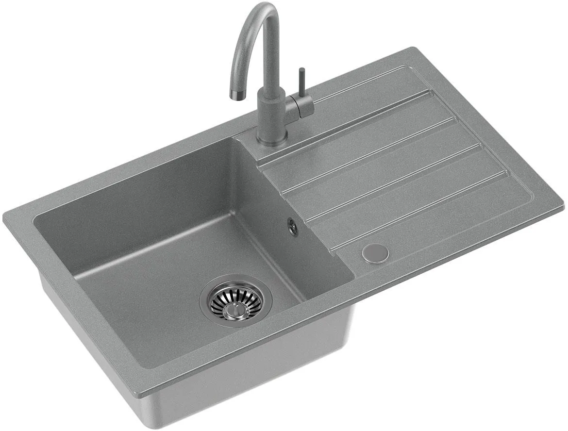 Aqua Mercado Amigo 77x44x17.6 granitna siva sudopera + slavina