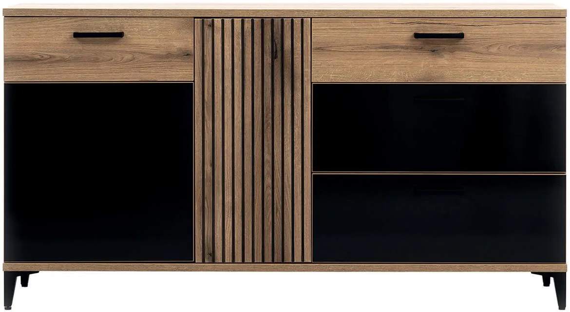 Aris As03 Komoda 156,5x39x84 Hrast/Crna