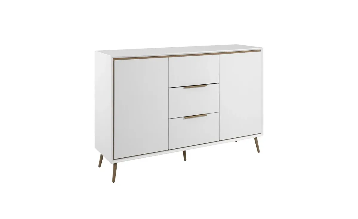 Arona komoda 2 vrata + 3 fioke 135x38x90 cm bela/hrast