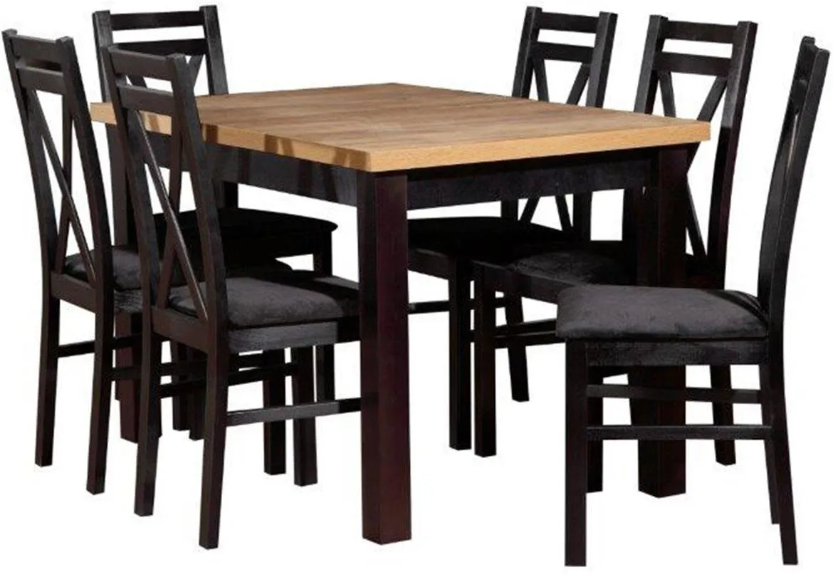 Artemida W114 trpezarijski set sto+6 stolica natur (wotan hrast)/crni