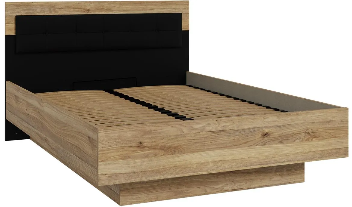 Asmara BDNL1142 krevet s podiznom podnicom i prostorom za odlaganje  145x205x99,5 natur/crni