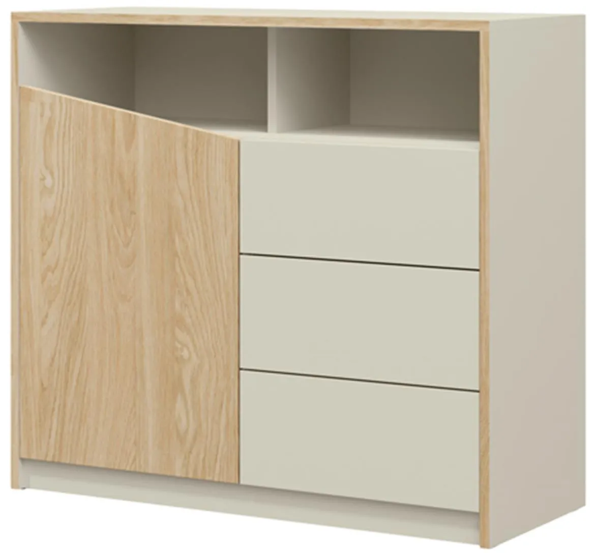 Aston 4 komoda 1 vrata+3 fioke 100x41x91 cm bež/hrast
