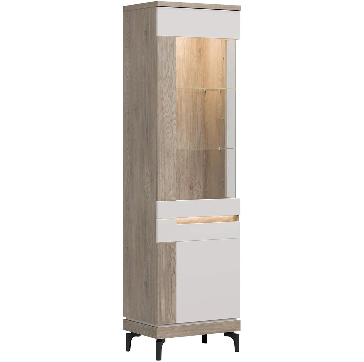 Aston An05 L Vitrina 55x39x197 Hrast/Kašmir bež