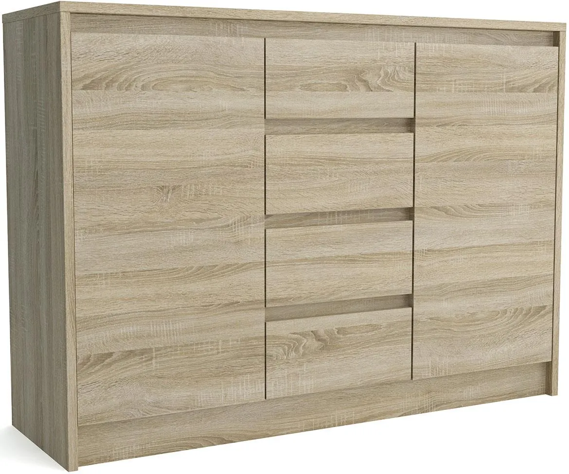 Aston komoda 2 vrata+4 fioke 112,5x35x82,5 natur (sonoma hrast)