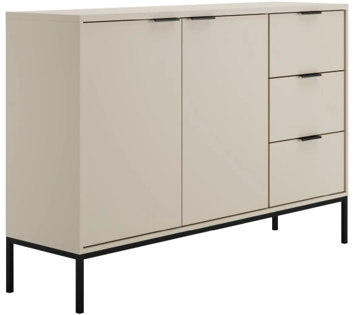 Austin komoda 3 fioke + 2 vrata 150x40x104 cm bež kašmir/crna