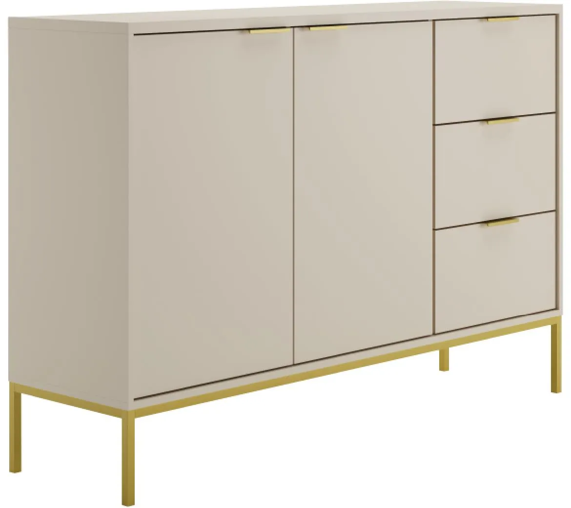 Austin komoda 3 fioke + 2 vrata 150x40x104 cm bež kašmir/zlatna