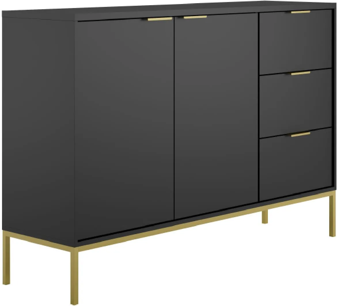 Austin komoda 3 fioke + 2 vrata 150x40x104 cm crna