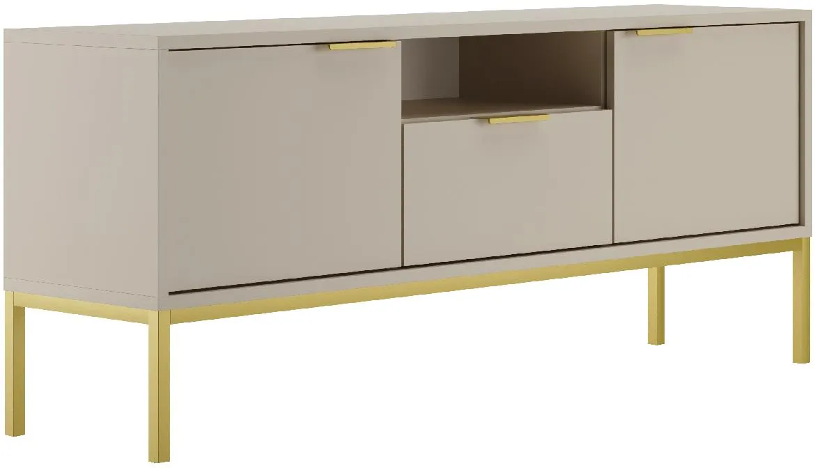 Austin TV komoda  3 vrata + 1 polica 135x33x56,4 cm bež kašmir/zlatni