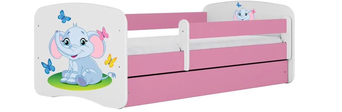 Babydreams krevet+podnica+dušek 80x144x61 cm beli/roze/print slona