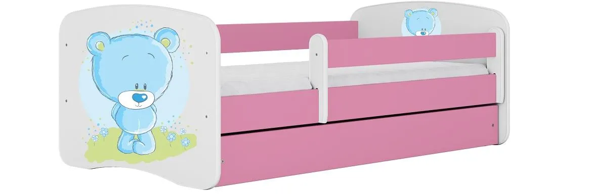 Babydreams krevet+podnica+dušek 90x164x61 cm beli/roze/print medveda 2