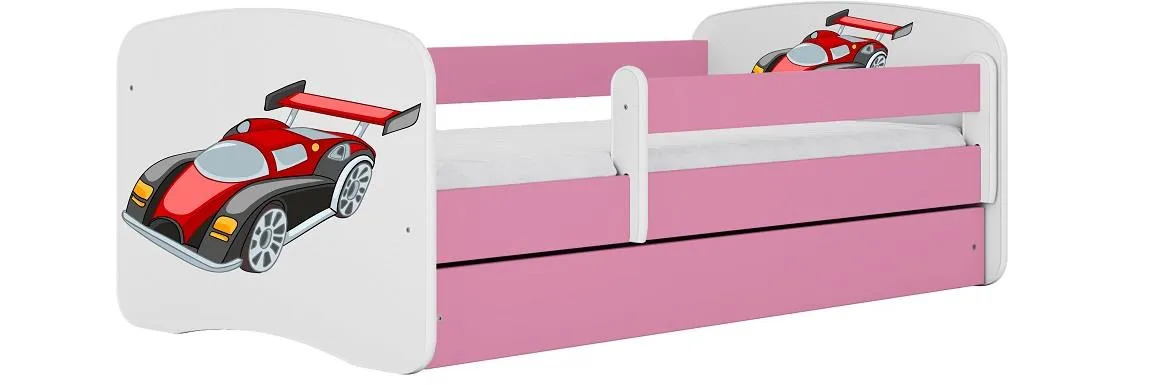 Babydreams krevet+podnica+dušek 90x184x61 cm beli/roze/print auto