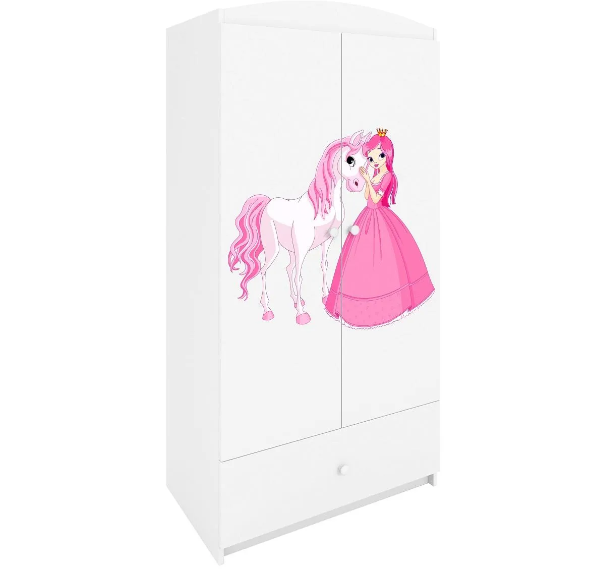 Babydreams ormar 2 vrata+1 fioka 90x57x187 cm beli/print princeza 2