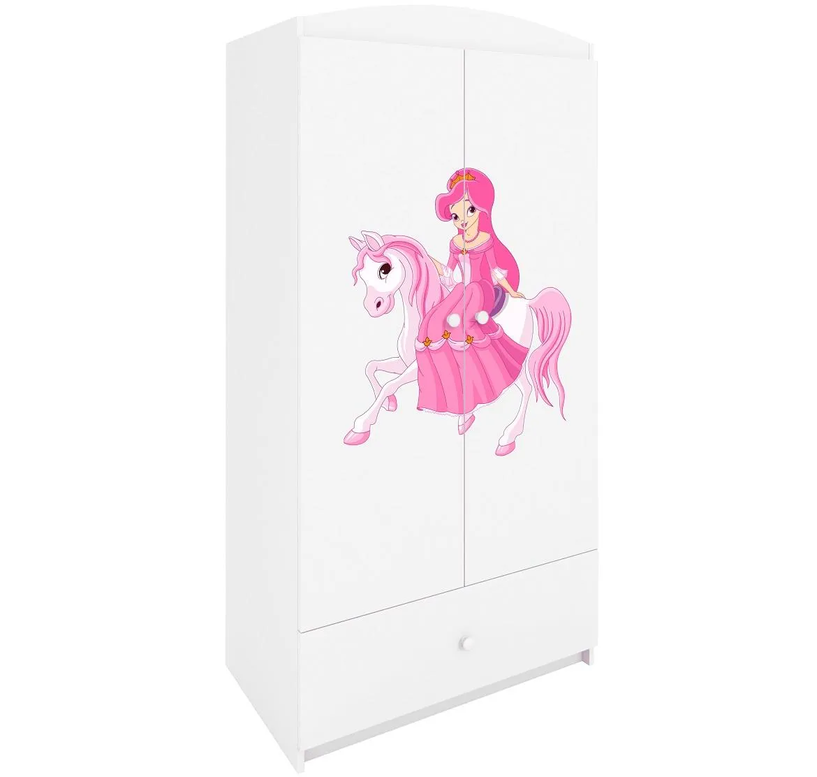 Babydreams ormar 2 vrata+1 fioka 90x57x187 cm beli/print princeza