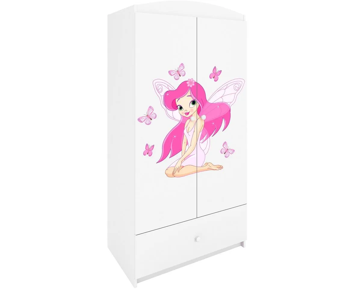 Babydreams ormar 2 vrata+1 fioka 90x57x187 cm beli/print vile 2