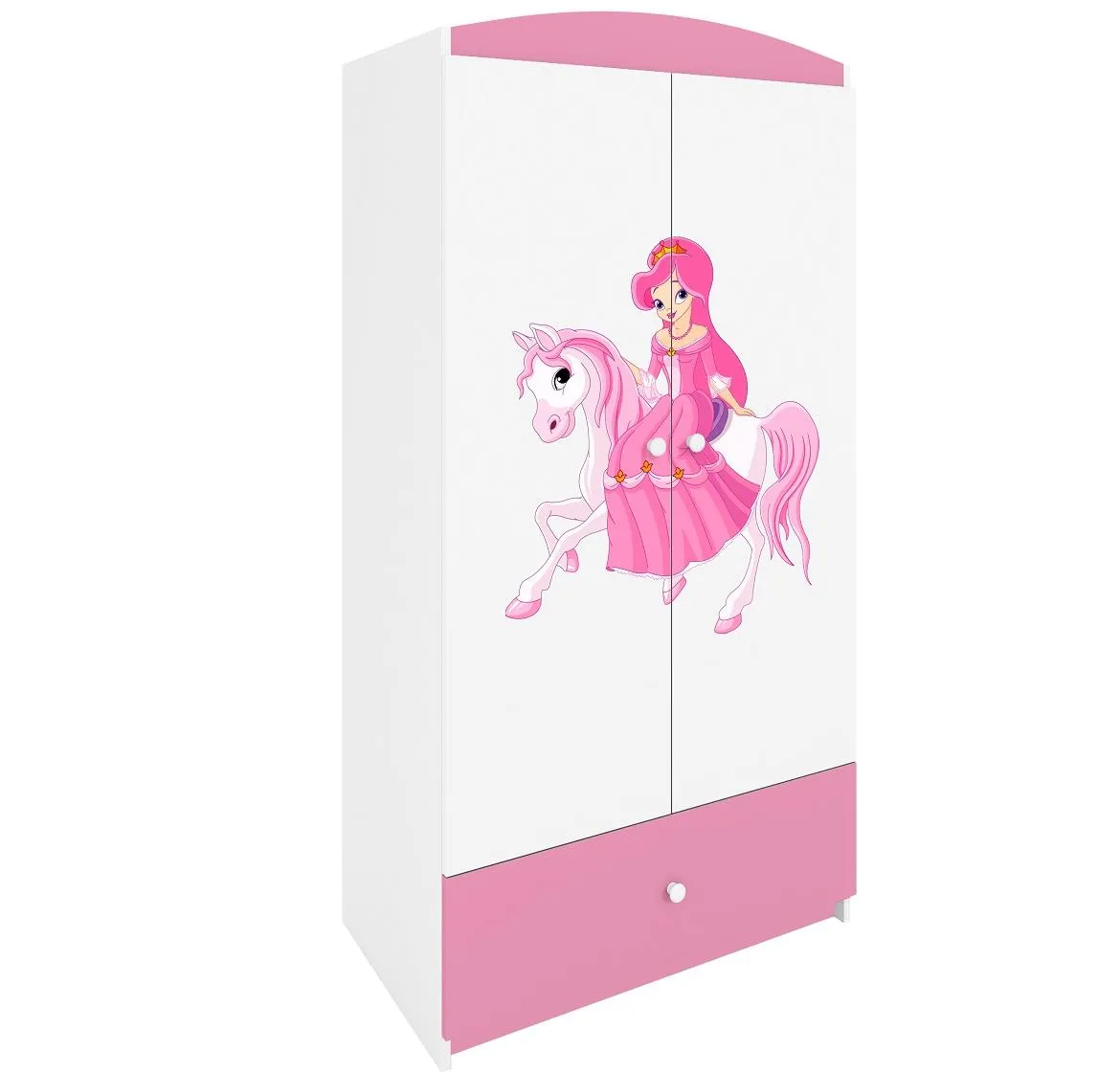 Babydreams ormar 2 vrata+1 fioka 90x57x187 cm beli/roze/print princeza