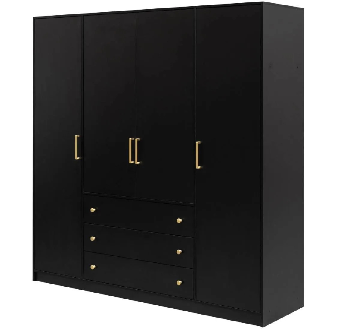 Bali D4 retro ormar 4 vrata + 3 fioke 196x58x200 cm crni