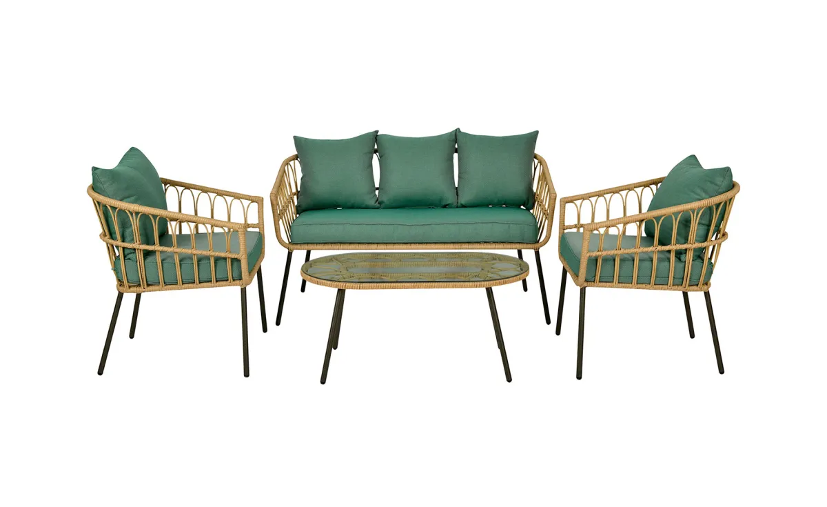 Bali II baštenski set od PVC ratana zelena