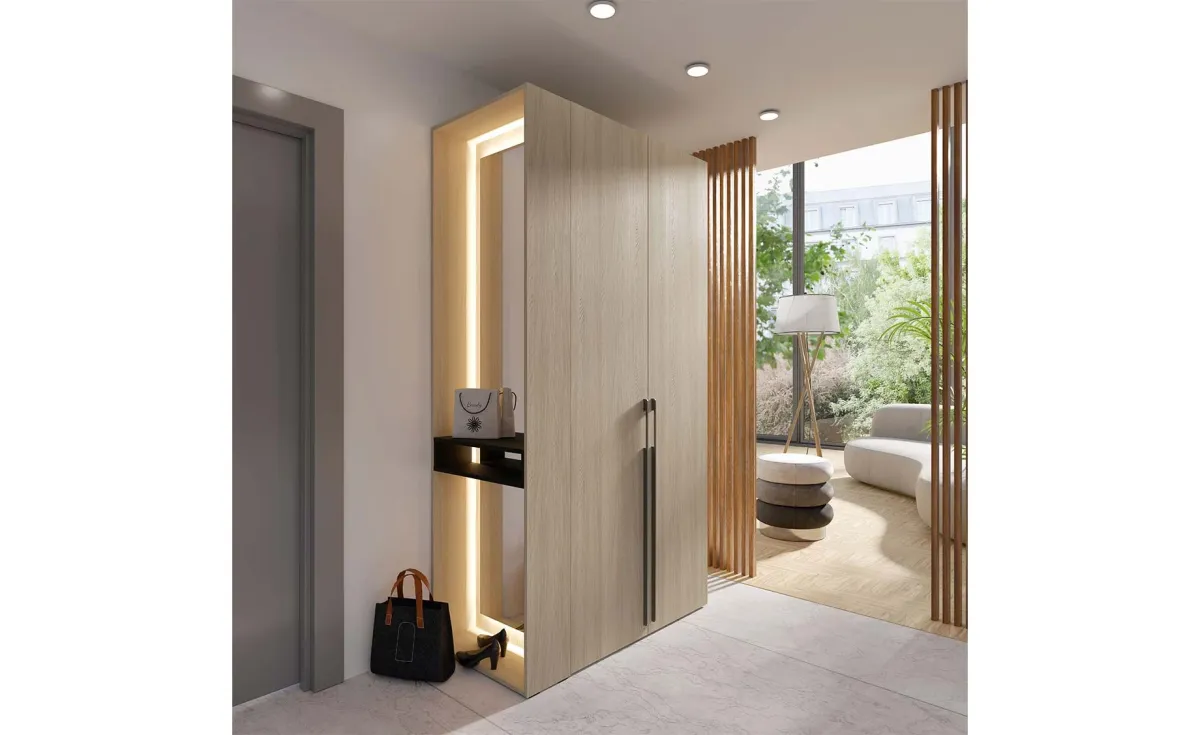 Barcelona otklopni ormar 2V+ogledalo+led 110,9x60,1x206,9 cm natur