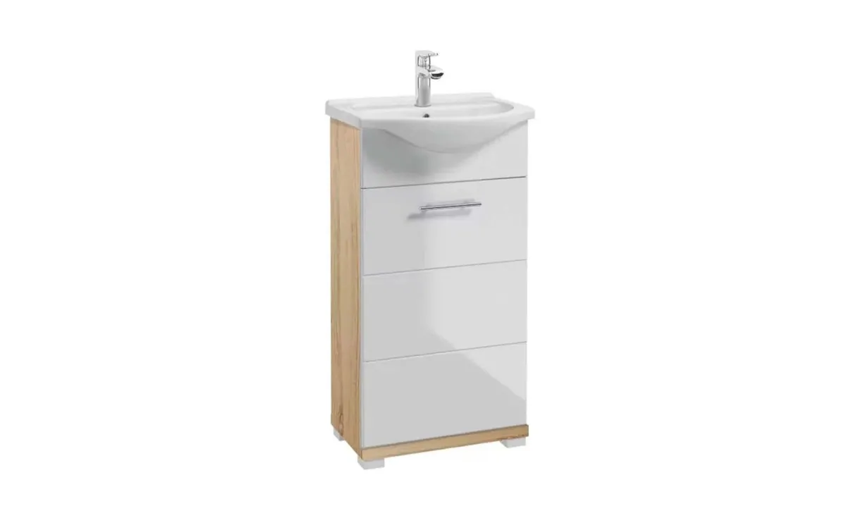Bari kupatilska baza sa umivaonikom 1 vrata 45 cm natur/ bela