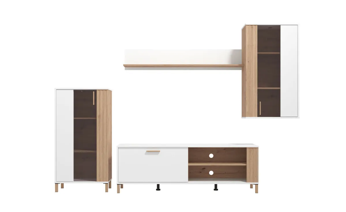 Bastia regal  280,5x40x170 cm artisan hrast / bela