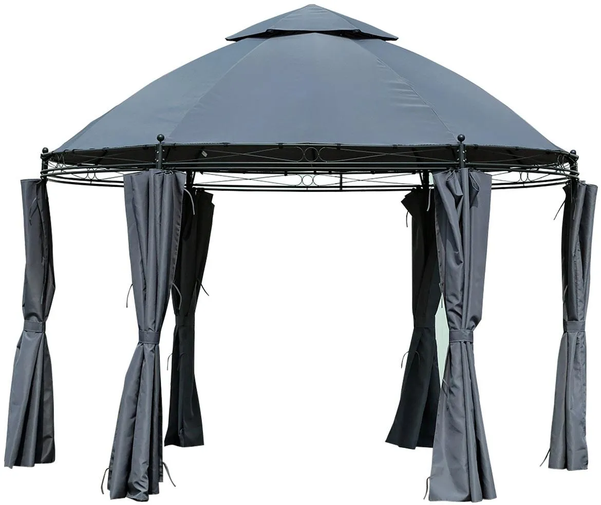 Baštenski paviljon sa zavesama D350x350 cm sivi