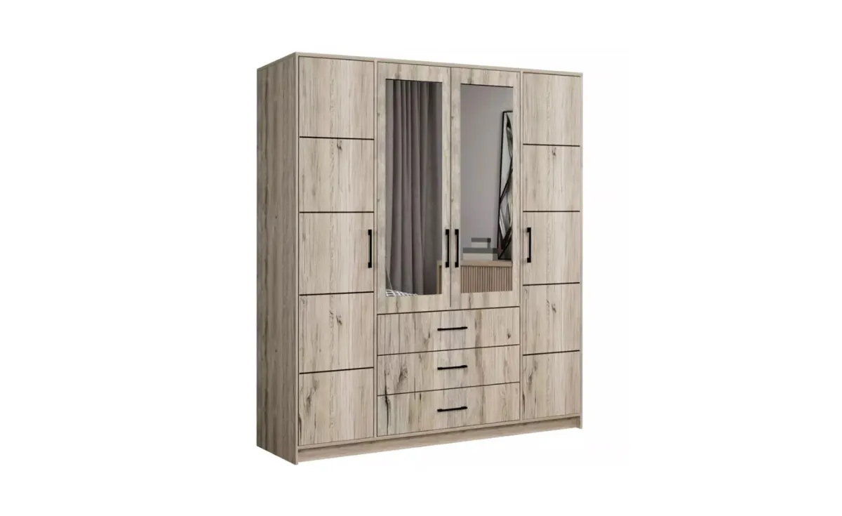 Belluno ormar 4 vrata+3 fioke 200x58x200 cm wellington / ogledalo
