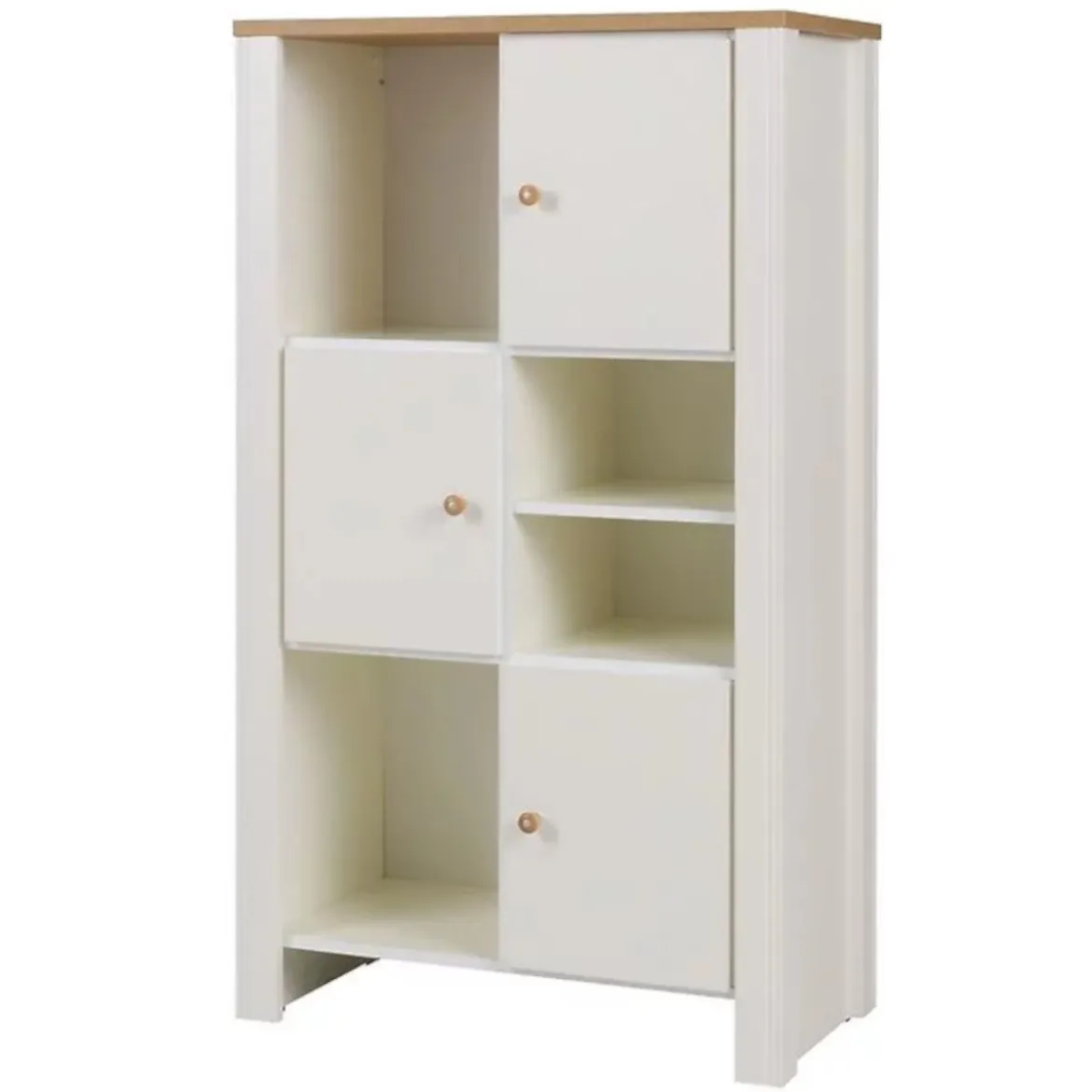Berg polica 3 vrata+4 otvora 81x41x138  bela/natur