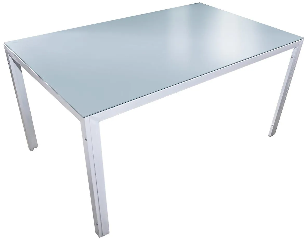 Bergen sto 150x90x73 cm beli  metal / sivo staklo