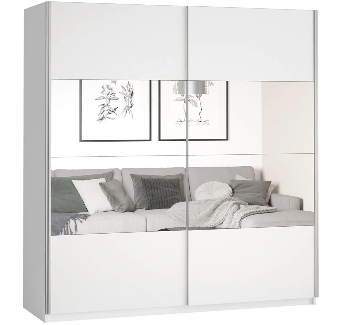 Beta 56 klizni ormar 2 vrata/ogledalo 180x61x210 cm beli