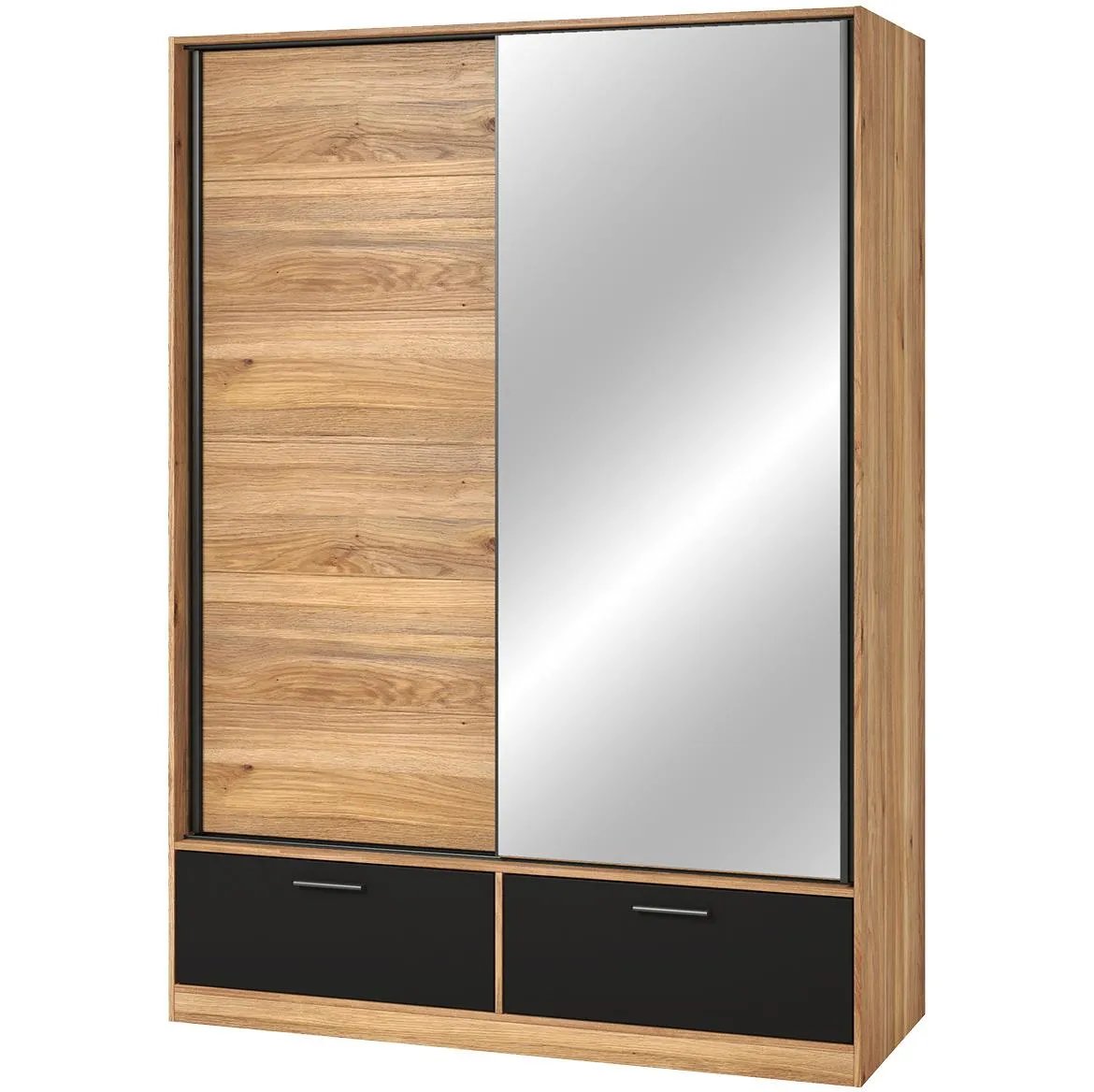 Beta 61 2d2s klizni ormar 2vrata (1ogledalo)+2fioke 150x61x205 mauvella hrast/crna
