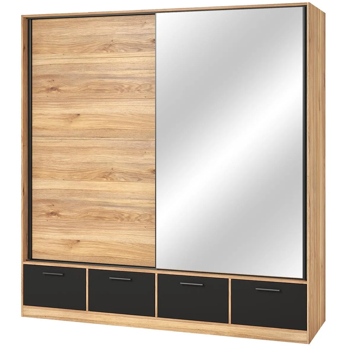 Beta 63 2d4s klizni ormar 2vrata (1ogledalo)+4fioke 186x60x205 mauvella hrast/crni