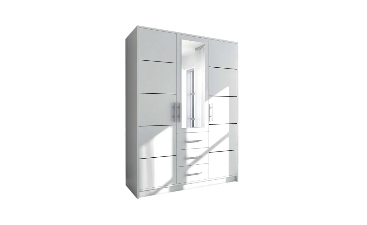 Bollate ormar 3 vrata+3 fioke 150x58x200 cm beli/ogledalo