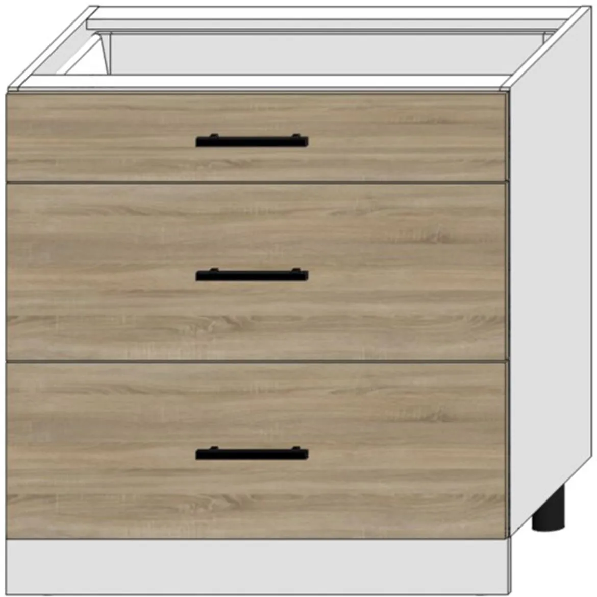 Bono kuhinjski element 3 fioke 80x52,4x82 natur/beli