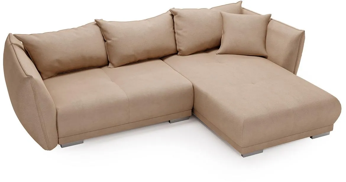 Botega ugaona garnitura sa ležajem i prostorom za odlaganje 300x210x78/92 cm smeda desna Element 06