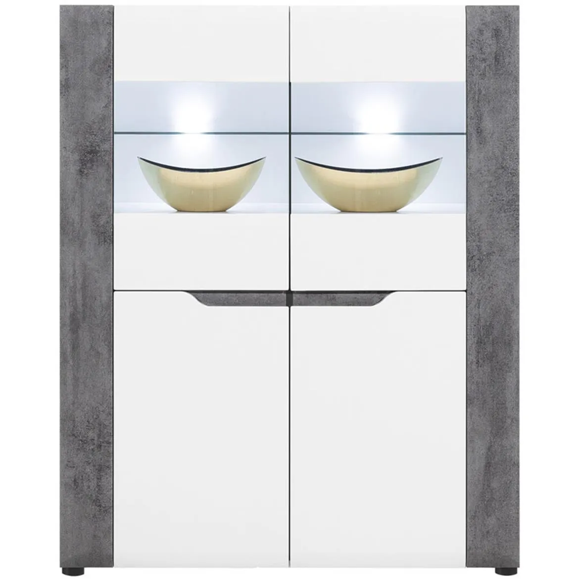 Brando B04 Komoda 107x40x132,5 bela/beton siva