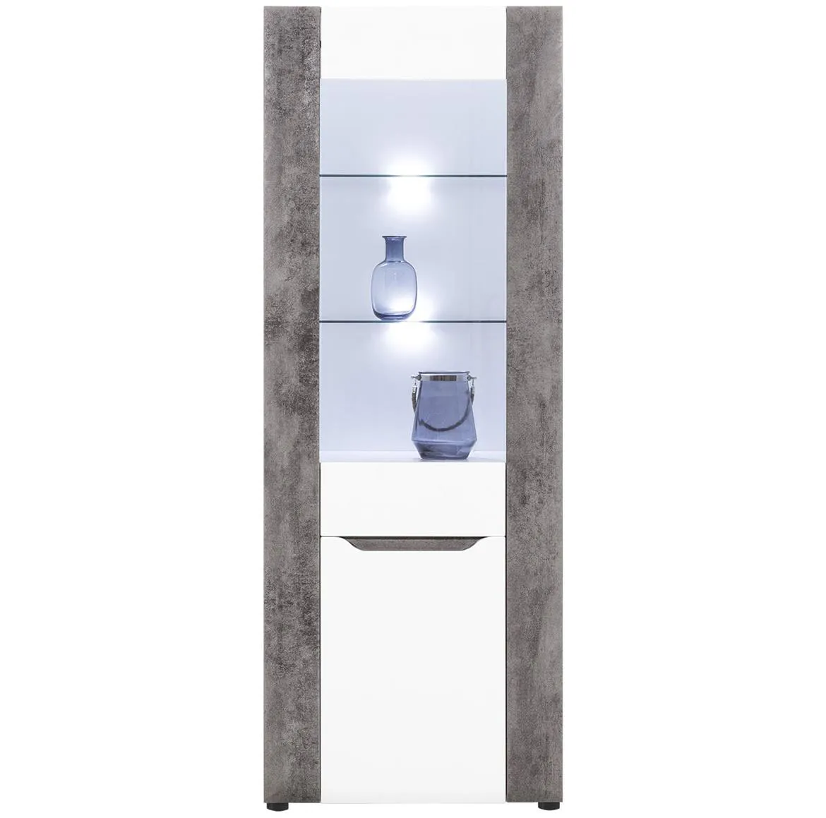 Brando B05 Vitrina 71,5x40x192 bela/beton siva
